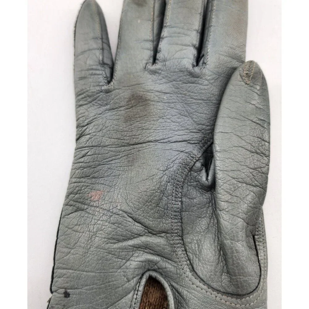 VTG‎ Peck & Peck Gray Women's Soft Leather Gloves Size 6.5 Cashmere Italy Made